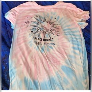 Celestial Moon Tie Dye Oversized Tee Shirt